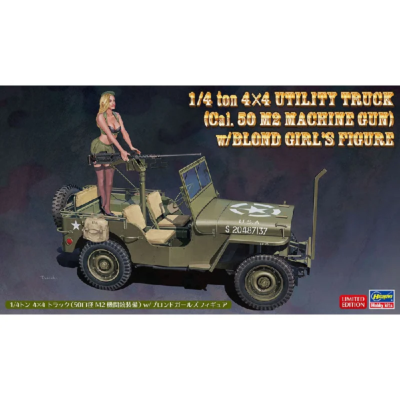 1/24  1/4 ton 4x4 UTILITY TRUCK Cal. 50 M2 MACHINE GUN w/BLOND GIRLS FIGURE