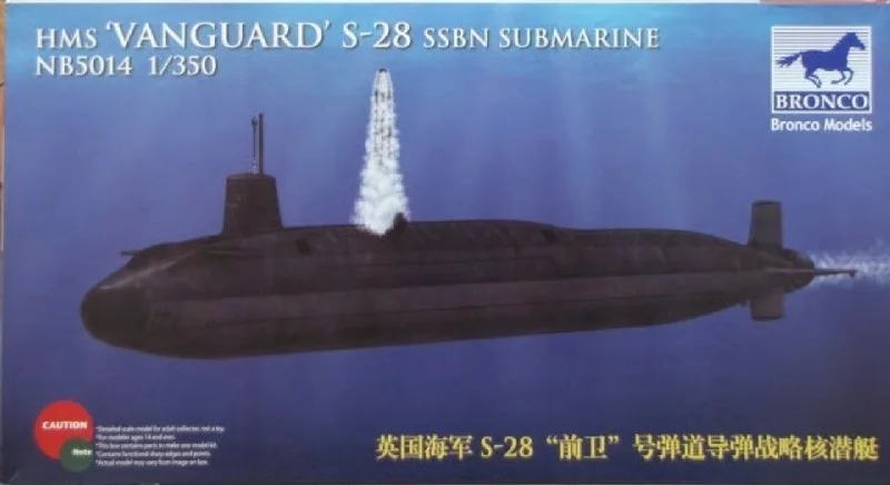 HMS Vanguard S28 SSBN Submarine (1/350 Scale) Plastic Boat Model Kit