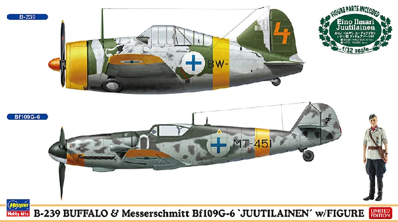 1/72 B-239 Buffalo & Messerschmitt BF109G-6 'Juutilainen' with Figure (Two Kits In The Box)