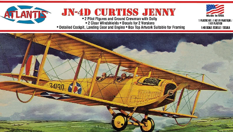 Curtiss Jenny JN4 BiPlane (1/48 Scale) Plastic Aircraft Model Kit