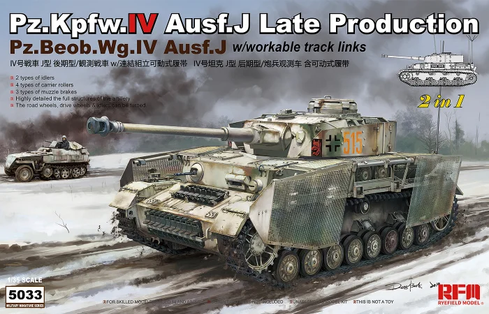 German PzKpfw IV Ausf J Late (1/35 Scale) Plastic Military Model Kit