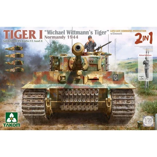 TAKOM - Tiger 1 Late/Late Command-Production 'Michael Wittman's Tiger 1 Normandy 1944 (1/35th Scale) Plastic Military Model Kit