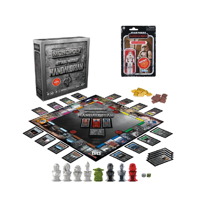 Star Wars The Mandalorian Monopoly Collector's Edition with Retro Remnant Stormtrooper Action Figure