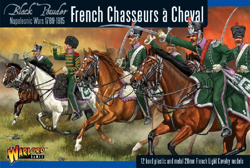 Black Powder Napoleonic Wars French Chasseurs à Cheval, 28 mm Scale Model Figures