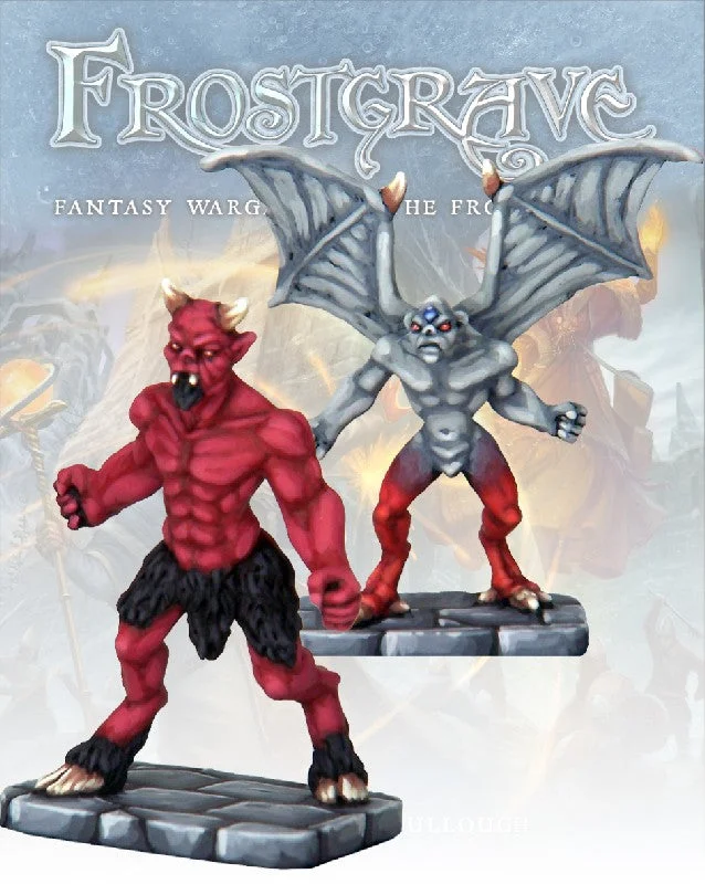 Frostgrave Imp Demon & Minor Demon, 28 mm Scale Model Metal Figures