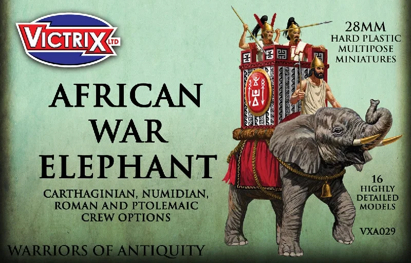 African War Elephant, 28 mm Scale Model Plastic Figures