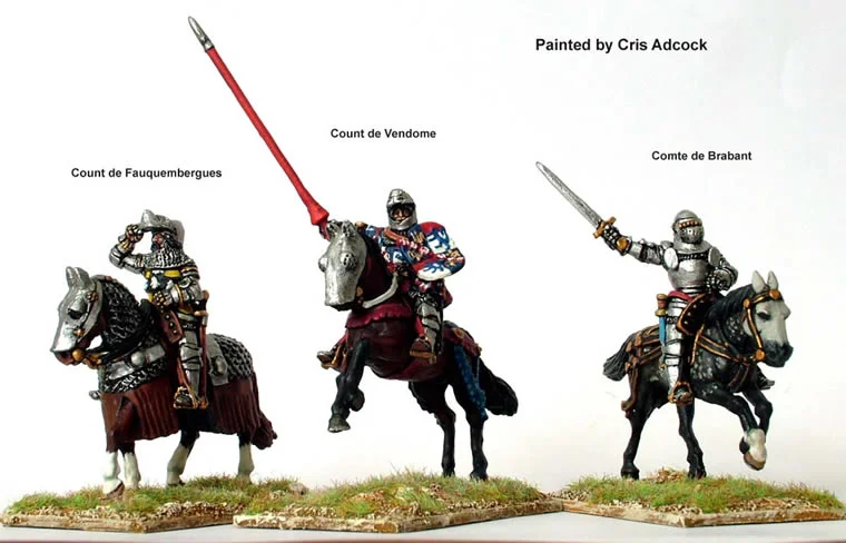 Agincourt French Command Mounted, 28 mm Scale Model Metal Figures