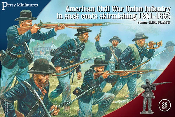 American Civil War Union Infantry In Sack Coats Skirmishing 1861-1865, 28 mm Scale Model Plastic Figures