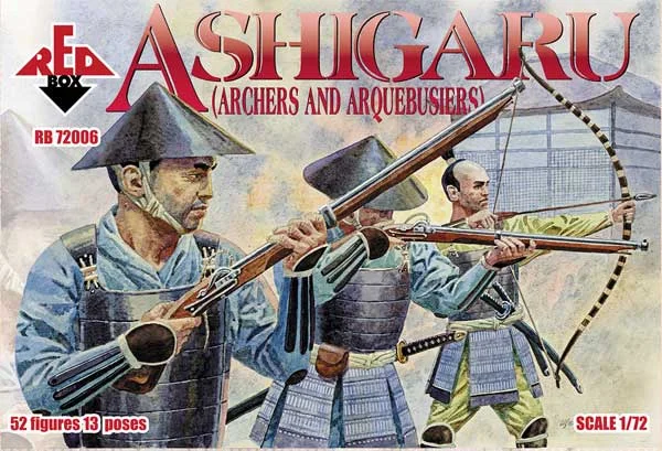 Ashigaru Archers & Arquebusiers Medieval Japan 1/72 Scale Model Plastic Figures By Red Box