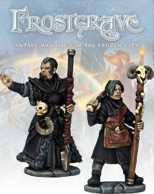 Frostgrave Necromancer & Apprentice, 28 mm Scale Model Metal Figures