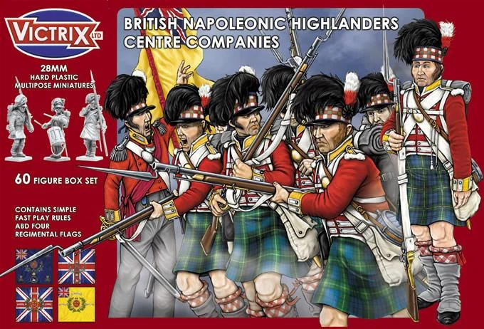 Napoleonic British Highland Centre Companies, 28 mm Scale Model Plastic Figures