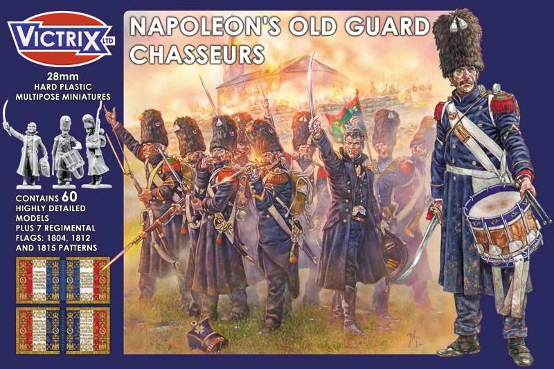 Napoleonic French Old Guard Chasseurs, 28 mm Scale Model Plastic Figures