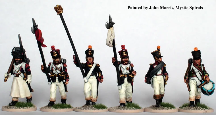 Napoleonic French Regimental Command, 28 mm Scale Model Metal Figures