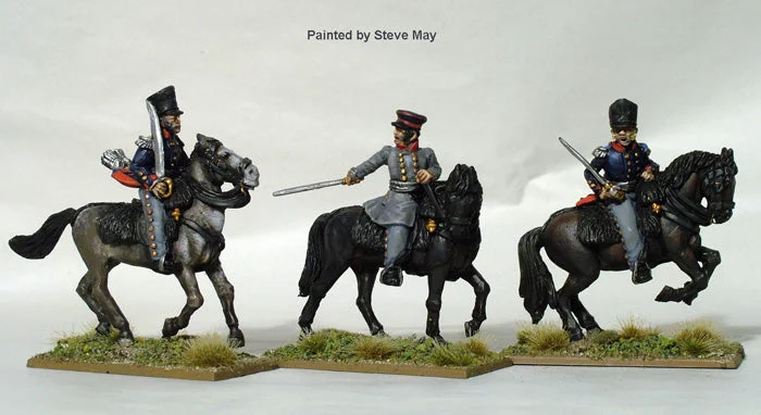 Napoleonic Prussian Mounted Field Officers, 28 mm Scale Model Metal Figures