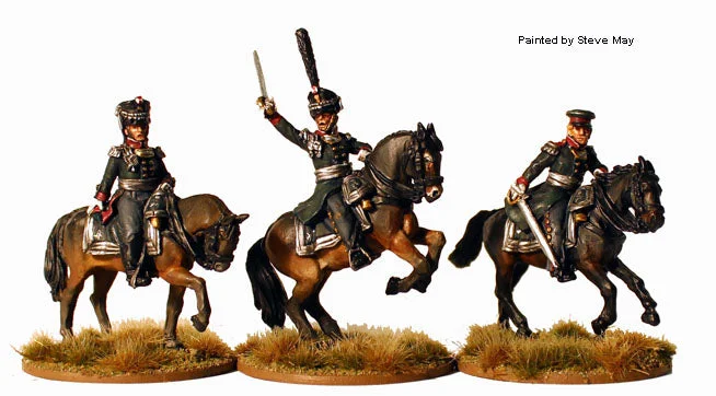 Napoleonic Russian Mounted Field Officers, 28 mm Scale Model Metal Figures