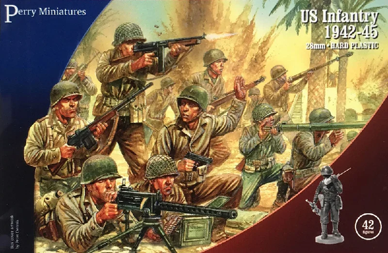 US Infantry 1942 - 1945, 28 mm Scale Model Plastic Figures